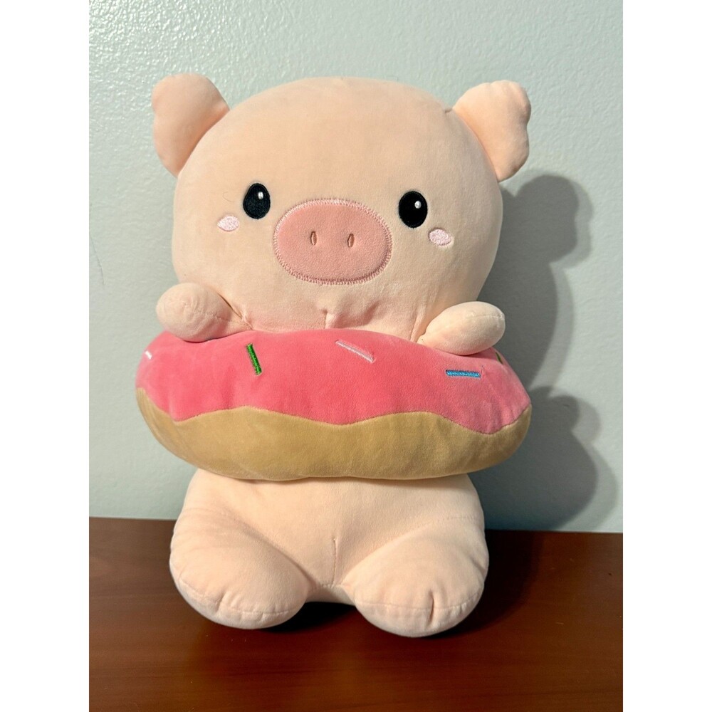 Smoochy Pals Pink Pig Inside Pink Iced Sprinkle Donut Plush 14” Linzy Toys NWOT